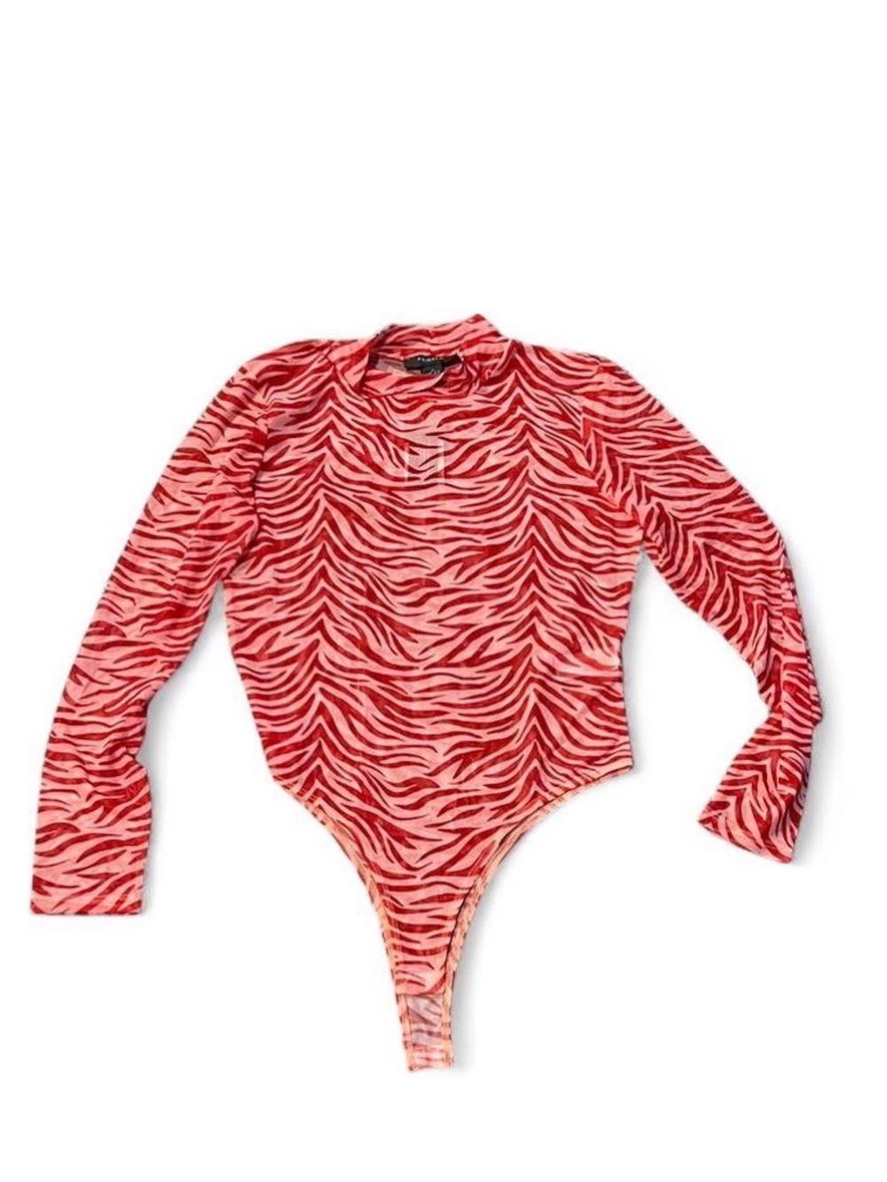 NWT Primark Pink and Red Zebra-Stripe Long Sleeve Bodysuit